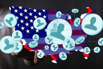 Poster - Visual representation of social connections nationwide, using a US map graphic.