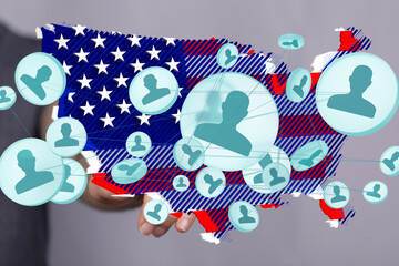 Aufkleber - Visual representation of social networks and connections across the United States.