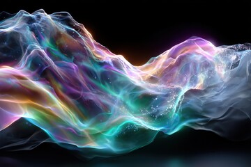 Poster - Colorful abstract waves create a mesmerizing display of light and movement in a dark setting