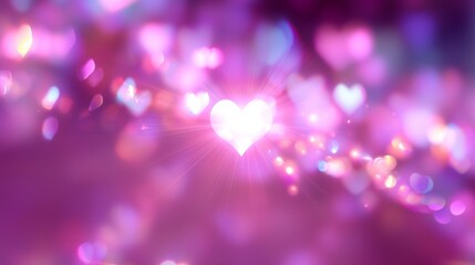 Poster - Glowing hearts in a soft purple atmosphere create a romantic and dreamy ambiance for special moments