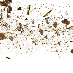 Poster - Beautiful background image of golden heart confetti falling on white. Perfect for Valentine's Day or wedding projects.