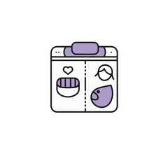 Fototapete - A simplified, yet comprehensive illustrated icon, filled with key symbols that represent concepts in a flat design.