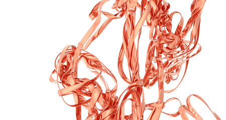 Poster - Rose gold metallic ribbon streamers, abstract design, perfect for backgrounds and textures.