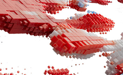 Aufkleber - Abstract Red and White Cube Array Stock Photo: Technology, Data, Digital