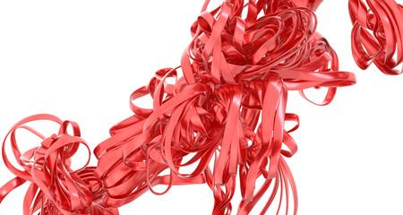 Poster - Abstract Red Ribbon Swirl Design