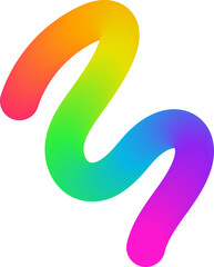 Poster - Color gradient line. Abstract wavy shape. Rainbow ribbon design. Organic curved element. Fluid bright squiggle and spiral with color gradation.