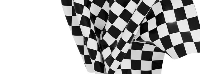 Poster - High-quality photo of a draped checkered racing flag. Ideal for sports, racing, and competition themes.