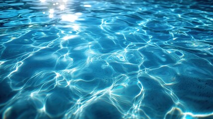 Wall Mural - Glimmering Water Surface with Sunlight Reflections and Blue Tones