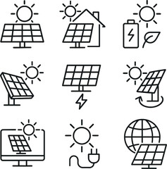 Fototapete - Business icon set in black line style with symbols for web design, technology, and communication