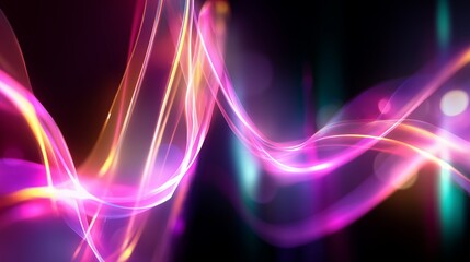 Fototapete - Colorful light waves create an abstract display of movement and energy in a digital art environment