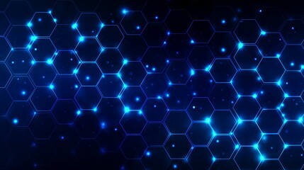 Aufkleber - Colorful hexagonal pattern with glowing points of light against a dark background creating a futuristic look