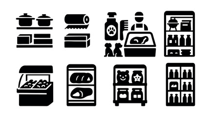 Poster - Business, communication solid icon set. professional tools and office essentials
