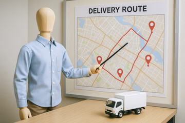 Poster - Strategic planning drives efficient delivery management through route analysis and location optimization for successful logistics operations