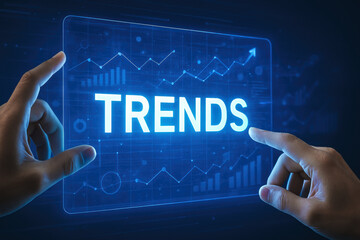 Poster - An interactive digital interface highlights evolving market trends through dynamic graphs and data analysis symbolizing strategic business insight