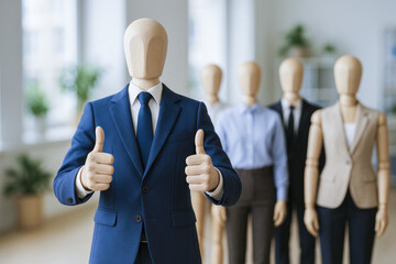 Poster - Confidence and achievement drive success in business as the team shows approval and motivation with thumbs up gestures