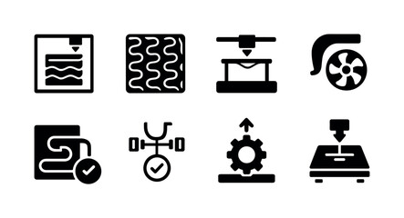 Poster - Engineering and construction solid icon set. industrial infrastructure icons collection