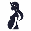 © Suborna - Elegant Silhouette of a Pregnant Woman s Profile on a Clean White Background Perfect for Designs Related to Motherhood and Pregnancy