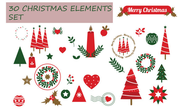 30 Christmas Elements Collection marry Christmas on 25 december 
