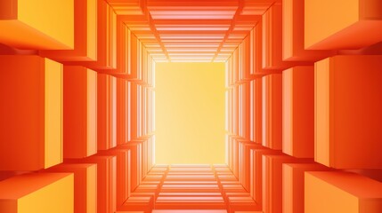 Poster - Abstract View of Light Illuminating Geometric Shapes in Orange and Yellow Tones from Below Perspective