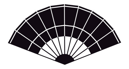 Poster - Traditional Japanese hand fan silhouette, isolated against a white background, symbolizes the rich culture and history of Japan, embodying elegance and artistry in design