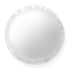 Poster - White sphere with a pleated circumference creating a circular frame over a white background, perfect for graphic design projects, web templates, presentations, and more