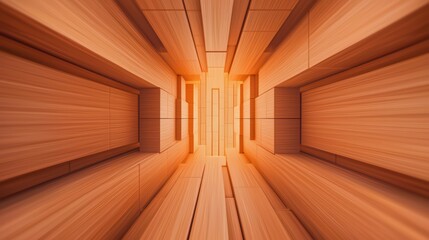Poster - Abstract Perspective of Warm Wooden Interior with Light and Shadows Creating a Modern Design Visual