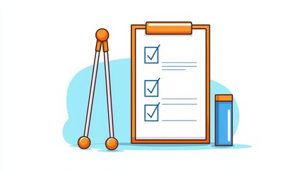 Poster - Planning and Organization Concept with Checklist, Compass, and Stationery Items in a Creative Design