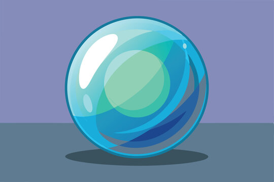 Enchanted Orb A mesmerizing illustration of a translucent sphere with vibrant blue and green hues.