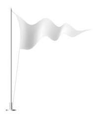 Poster - Waving white flag on flagpole set against a clean white background, providing ample space for adding custom designs or text, ideal for various promotional and branding purposes