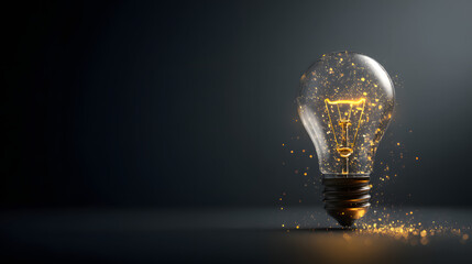 Aufkleber - A luminous light bulb surrounded by golden sparks, symbolizing innovation and creativity.