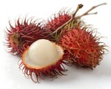 Whole single rambutan fruit isolated on clean white backgroundWhole single rambutan fruit isolated on clean white background