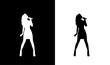 © SUMAIRA - women singer silhouette vector illustration, women singing silhouette, mic, singing, girl, violinist, woman, couple, people, vector, illustration, love, black, fashion, body, dance, art, child,