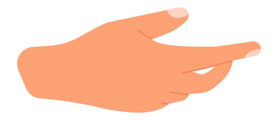 Poster - Cartoon hand pointing with an extended index finger, directed forward against a clean white background, featuring a minimalist and illustrative design style