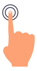 Poster - Cartoon hand with an extended index finger, pointing at a digital interface, representing interaction with touchscreen technology and the modern user experience in digital devices