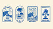 © Steven - Retro Surf California Wave Ocean Palm Tree Vintage Summer Beach Badge Designs