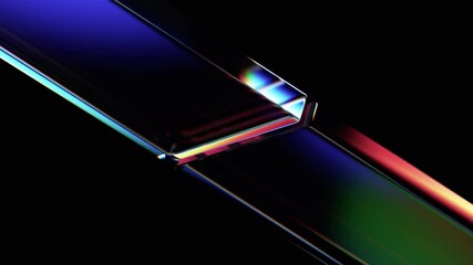 Leinwandbilder - Abstract animation, 3d render of rotating glass shapes on black background, 4k seamless looped video