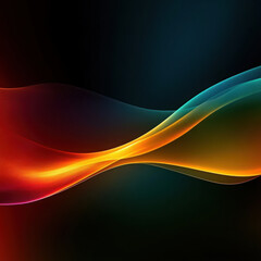 Poster - Abstract glowing wavy lines in gradient colors on a dark background. Concept of smooth movement for modern design.