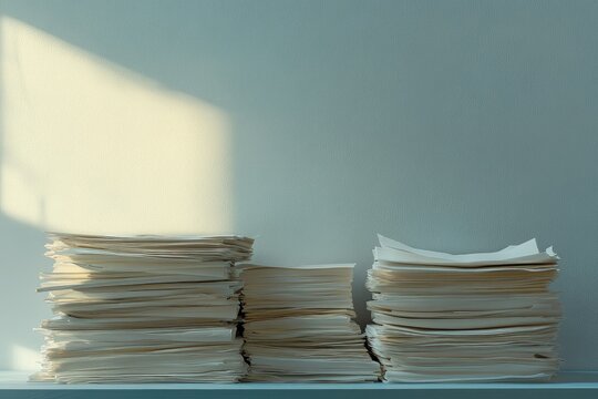 High Detail Visual of Still Life of Stacks of Papers and Documents