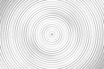 Fototapete - Radial halftone gradient background. Dotted concentric texture with fading effect. Black and white circle shade wallpaper. Grunge rough vector. Monochrome backdrop	
