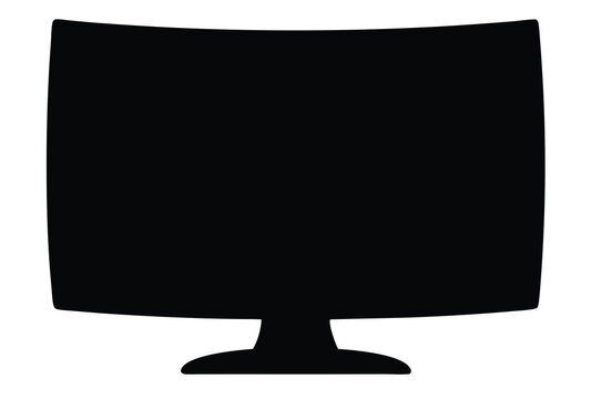 Monitor mockup front view silhouette vector icon, simple flat screen display illustration