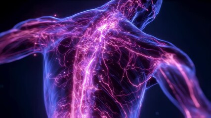 Poster - medical visualization revealing neural network dynamics, showcasing pain propagation through glowing