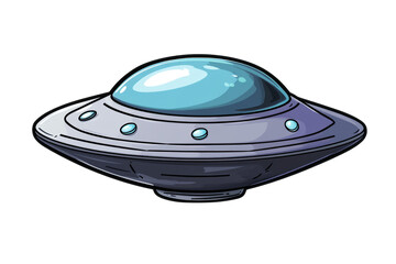 Wall Mural - Flying saucer drawing in color. Transparent background