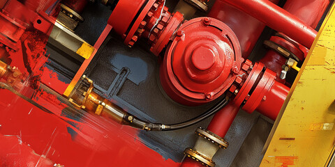 Aufkleber - Vivid hydraulic pump showcasing intricate details and vibrant colors Generative AI