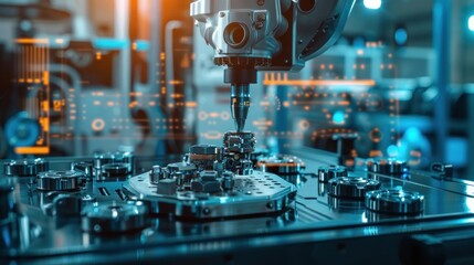 Poster - Precision Automated Manufacturing, Robotic Arm Assembling Complex Mechanical Parts