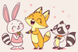 © fariya - Cute Animal Characters in Flat Design Style Illustration with Black Yellow Cyan Magenta