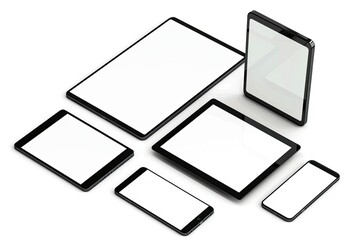 Fototapete - Pixel Perfect Image of Responsive Devices Isolated Design Website Builder
