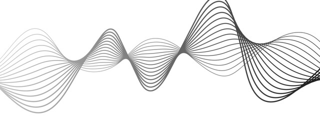 Wall Mural - abstract minimalist wave background with smooth, monochrome black curved lines forming a flowing sin