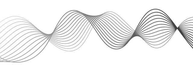 Wall Mural - abstract minimalist wave background with smooth, monochrome black curved lines forming a flowing sin