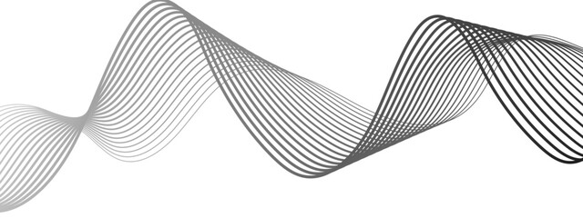 Wall Mural - abstract minimalist wave background with smooth, monochrome black curved lines forming a flowing sin