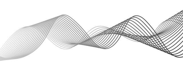 Wall Mural - abstract minimalist wave background with smooth, monochrome black curved lines forming a flowing sin